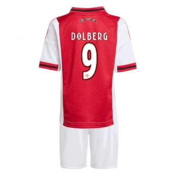 Billige Fotballdrakt Ajax Kasper Dolberg #9 Replika Hjemmedraktsett Barn 2025-26 Kortermet (med bukser)